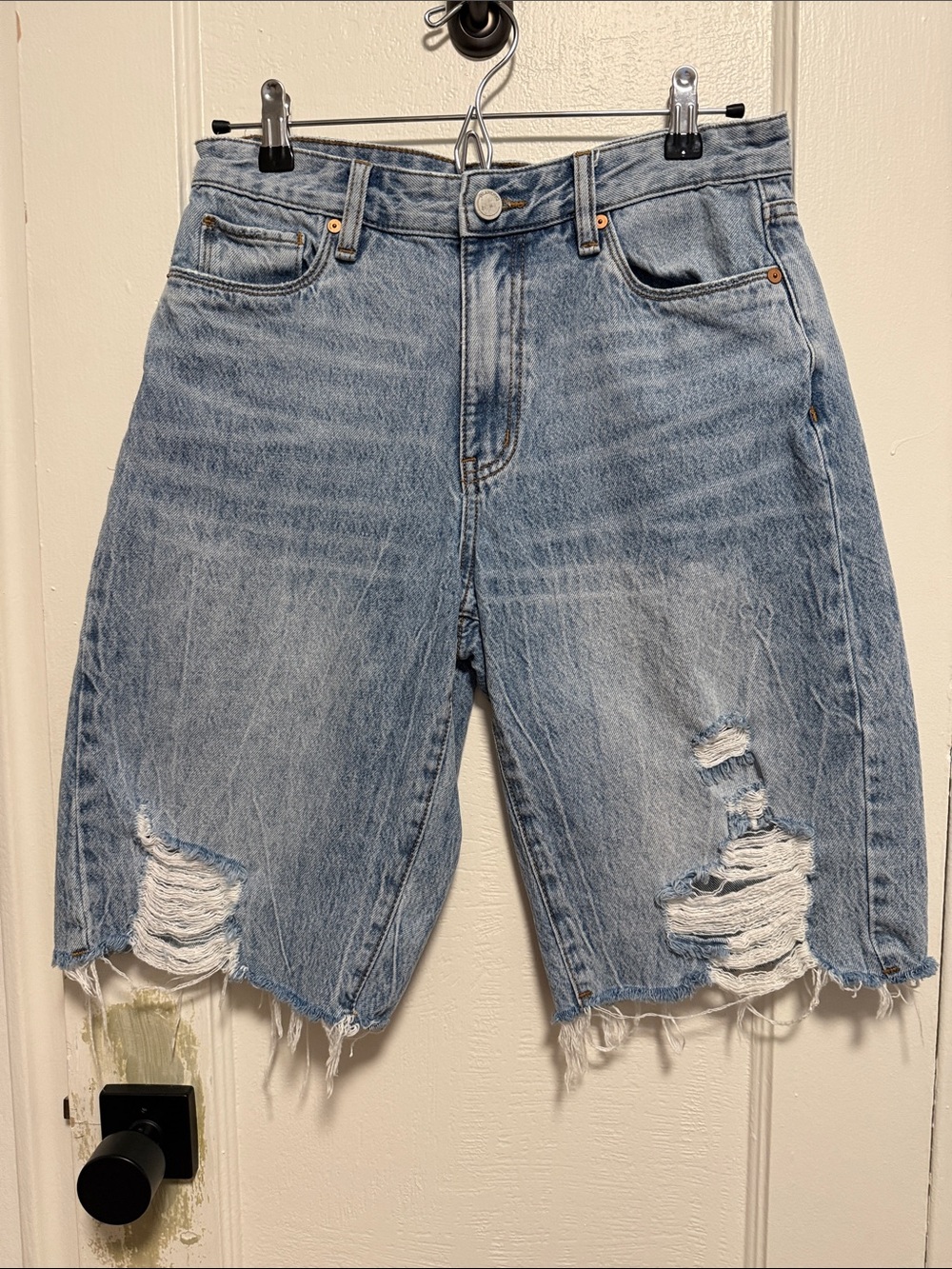 Blank NYC Light Blue Distressed Denim Jean Shorts